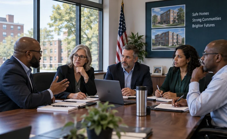housing executives discussing property operations